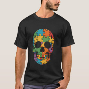 Autismus-Bewusstsein Zucker-Schädel-Puzzle Männer  T-Shirt