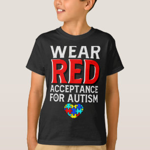 Autismus-Bewusstseins-April Trage Rotes Akzeptanz T-Shirt