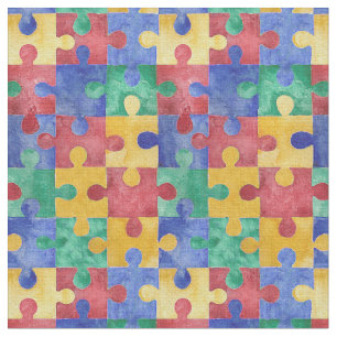 Autismus-Bewusstseins-Aquarell-Puzzlespielgewebe Stoff