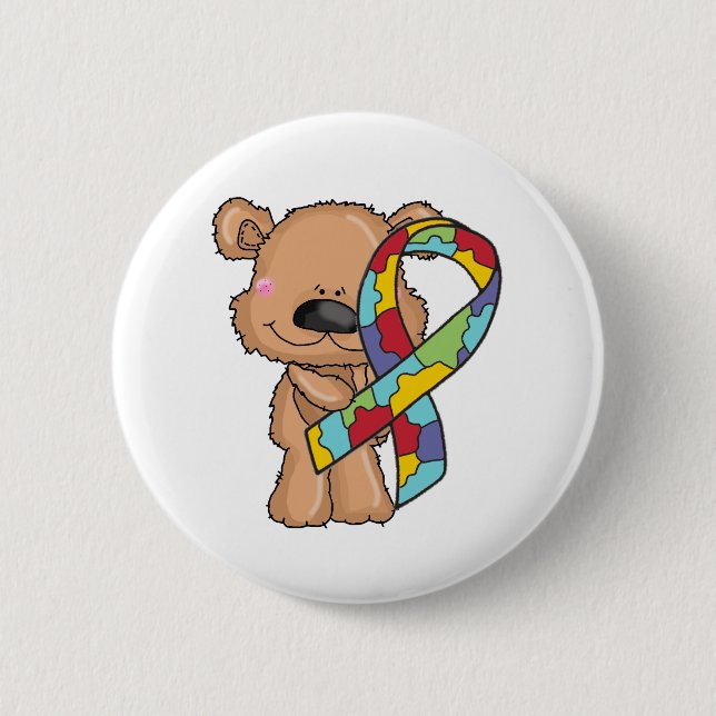 Autismus-Bewusstseins-Bär Button (Vorderseite)