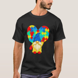 Autismus-Bewusstseins-Gnom-Herz-Puzzleteile T-Shirt