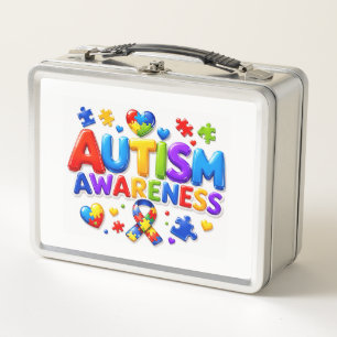 Autismus-Bewusstseins-Kinder-Lunch-Kit Metall Brotdose