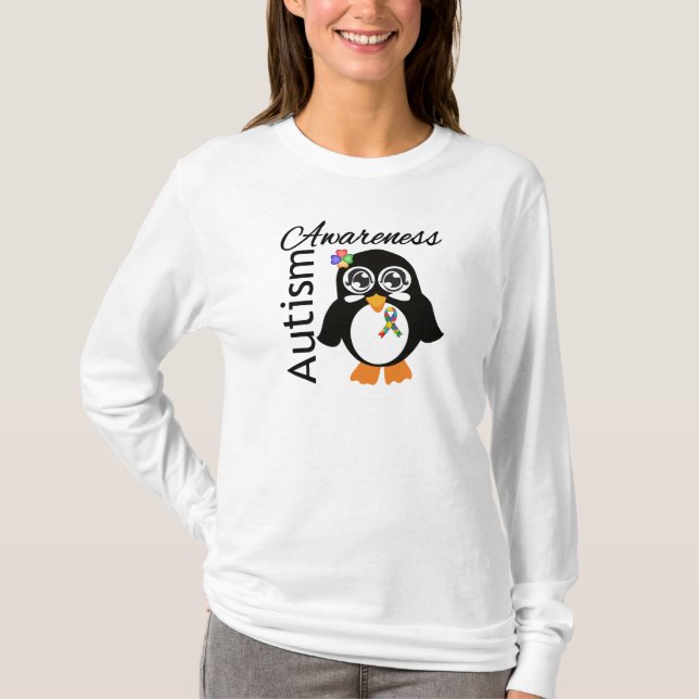 Autismus-Bewusstseins-Pinguin T-Shirt (Vorderseite)