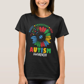 Autismus-Bewusstseins-Puzzle-Sonnenblume Neurodive T-Shirt