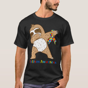 Autismus-Bewusstseins-Schleife-Dabbing-Faultier-Kr T-Shirt