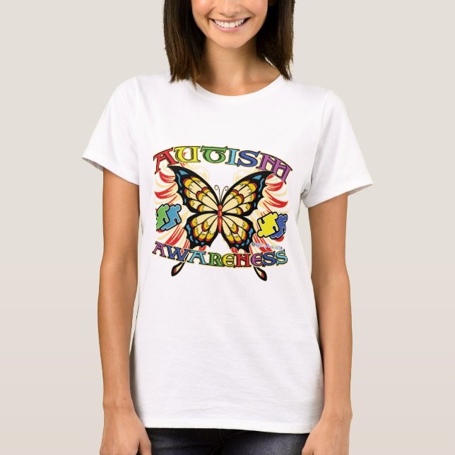 Autismus-Bewusstseins-Schmetterling T-Shirt (Vorderseite)