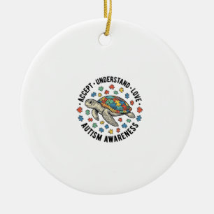 Autismus-Bewusstseins-Turtle-Puzzle-Vektordesign_1 Keramik Ornament