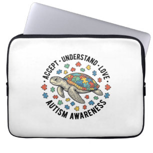 Autismus-Bewusstseins-Turtle-Puzzle-Vektordesign_1 Laptopschutzhülle