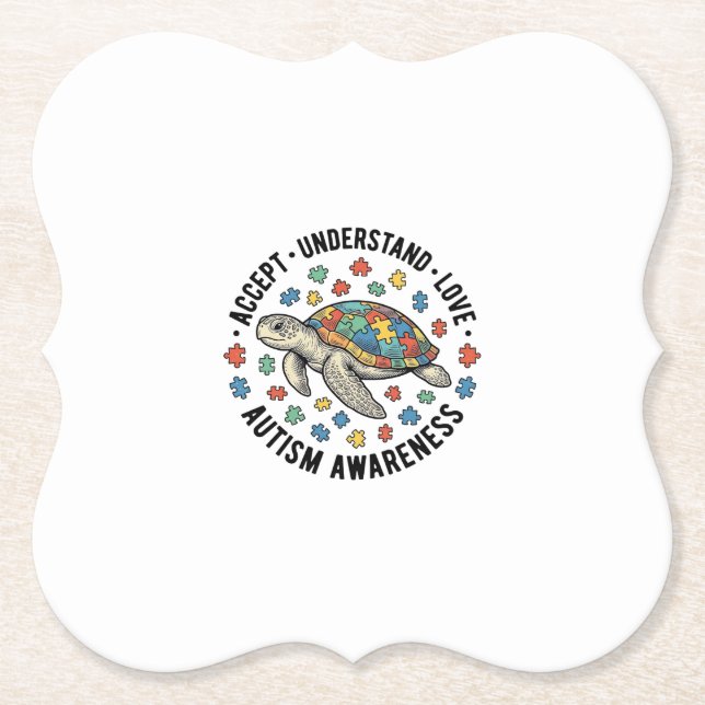 Autismus-Bewusstseins-Turtle-Puzzle-Vektordesign_1 Untersetzer (Vorderseite)