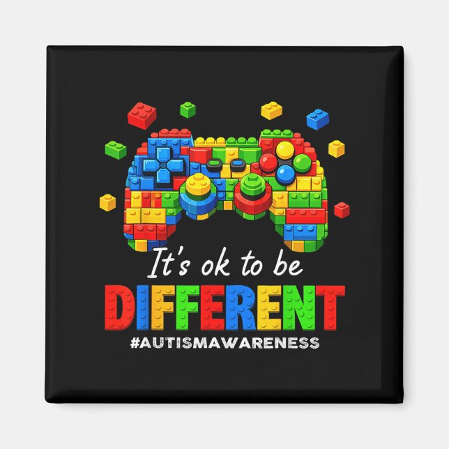 Autismus-Bewusstseins-Videospiel-Bausteine-Bricks Magnet (Vorne)