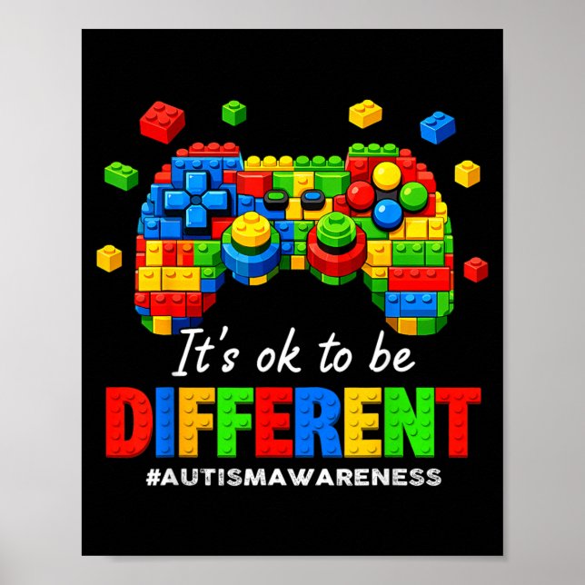 Autismus-Bewusstseins-Videospiel-Bausteine-Bricks Poster (Vorne)