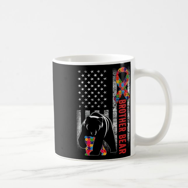 Autismus Bewusstseinsbildung Bruder Bär Amerikanis Kaffeetasse (Rechts)
