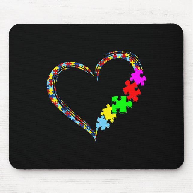 Autismus Bewusstseinsbildung Liebe Herz Puzzle Pie Mousepad (Vorne)