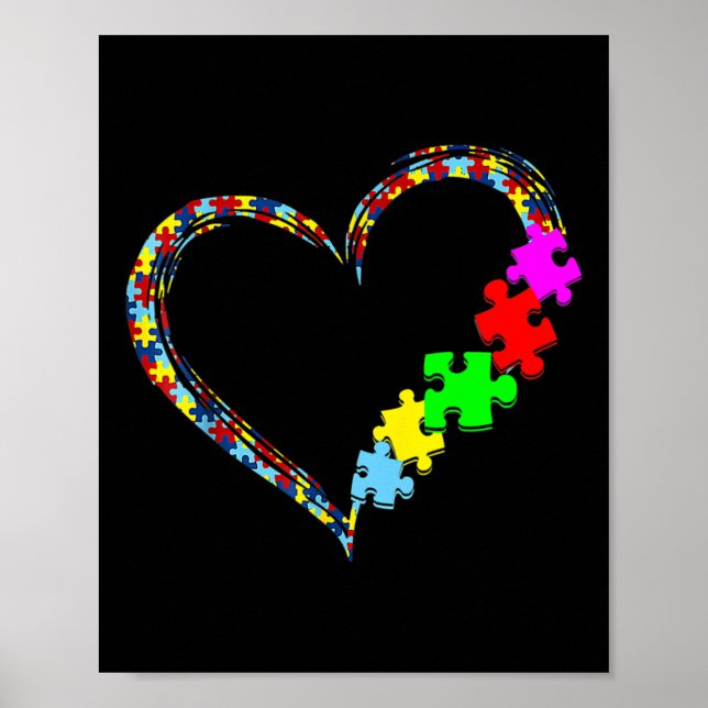 Autismus Bewusstseinsbildung Liebe Herz Puzzle Pie Poster (Vorne)