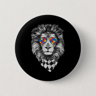 Autismus Bewusstseinsbildung Löwe Print Button