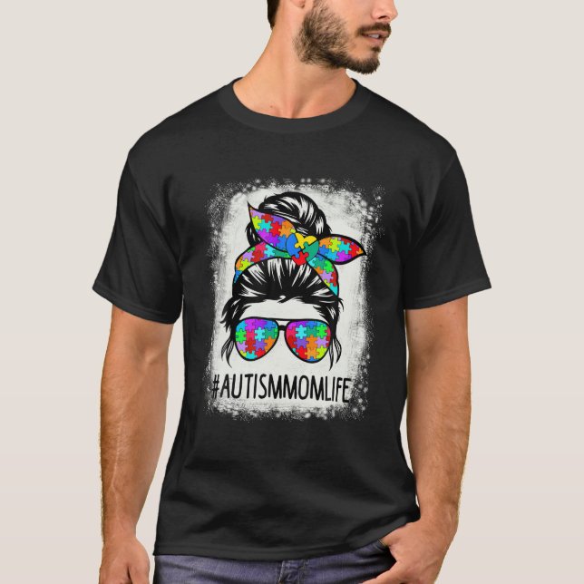 Autismus Bewusstseinsbildung Mama Leben gebleicht  T-Shirt (Vorderseite)