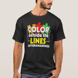 Autismus-Bewusstseinsfarbe Außerhalb Der Linien Un T-Shirt