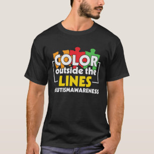 Autismus-Bewusstseinsfarbe Außerhalb Der Linien Un T-Shirt
