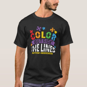 Autismus-Bewusstseinsfarbe Außerhalb Der Linien Un T-Shirt