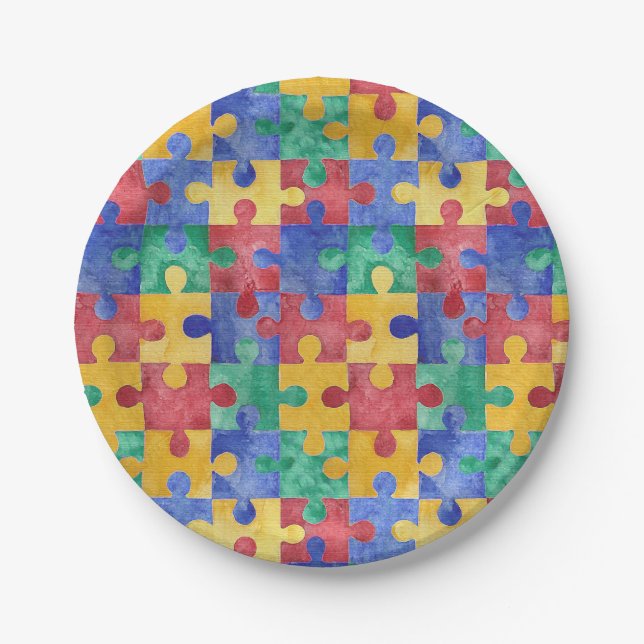 Autismus-Bewusstseinspuzzlespiel-Papier-Teller Pappteller (Vorderseite)