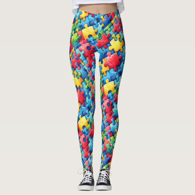 Autismus-Bewusstseinsrätsel Leggings (Vorderseite)