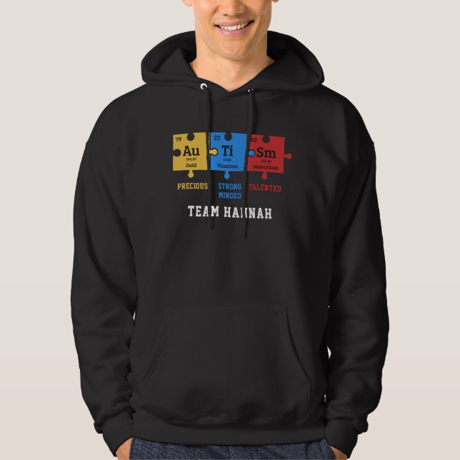 Autismus Bewusstseinsrätsel Team Name Science Geek Hoodie (Vorderseite)