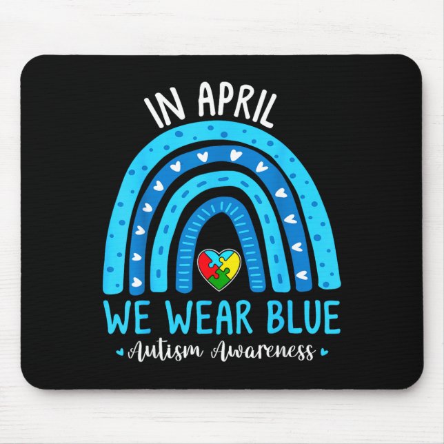 Autismus-Bewusstseinsregenbogen im April tragen bl Mousepad (Vorne)
