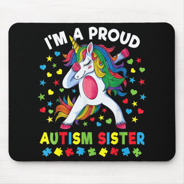 Autismus Bewusstseinsschwäche Einhorn Girl Proud A Mousepad (Vorne)