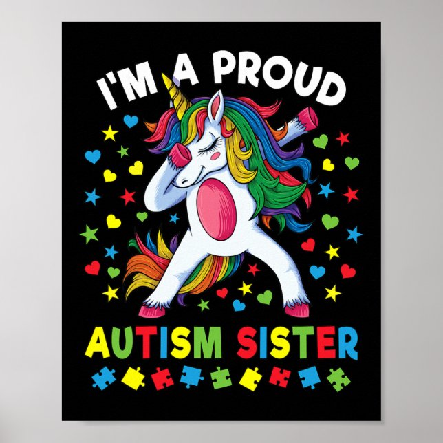 Autismus Bewusstseinsschwäche Einhorn Girl Proud A Poster (Vorne)