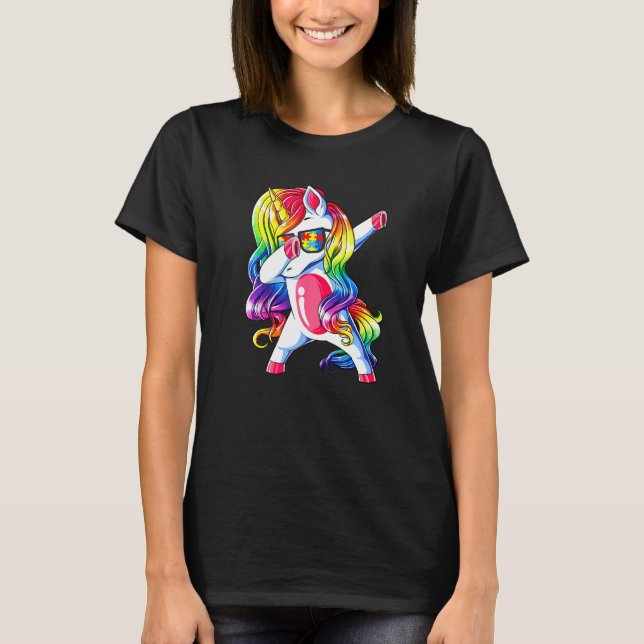Autismus Bewusstseinsschwäche Einhorn Puzzle Rainb T-Shirt (Vorderseite)