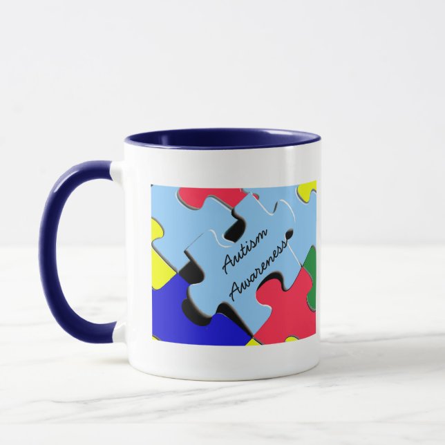 Autismus Bewusstseinsstraße Puzzle Herz Tasse (Links)
