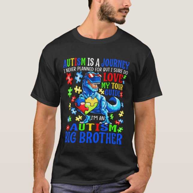 Autismus Big Brother Journey Zitat Autismus Bewuss T-Shirt (Vorderseite)