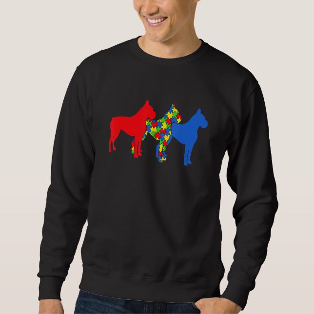Autismus Boxer Dog Autismus Bewusstseinsgeist Welp Sweatshirt (Vorderseite)