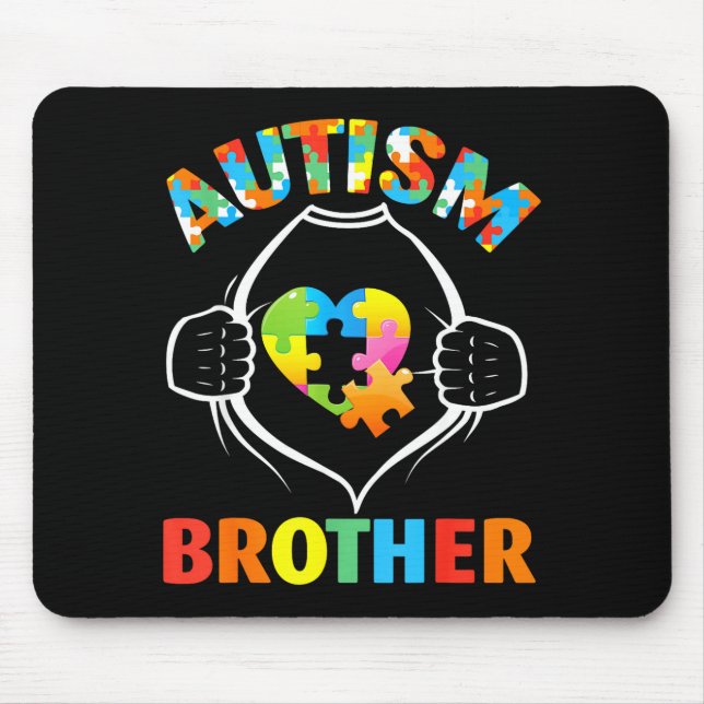 Autismus Bruder Superheld Puzzle Herz Bewusstsein  Mousepad (Vorne)