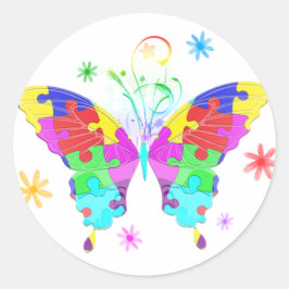 Autismus Butterfly Runder Aufkleber