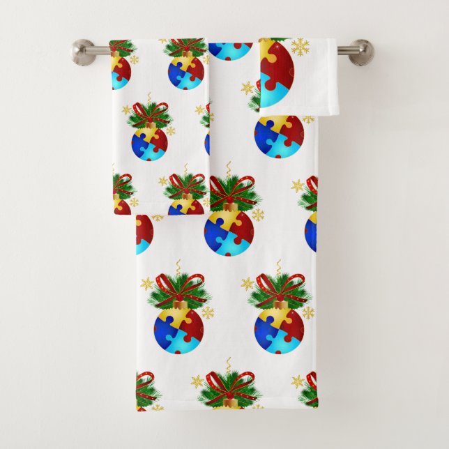 Autismus Christmas Bauble Badhandtuch Set (Insitu)