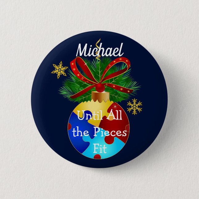 Autismus Christmas Bauble Button (Vorderseite)