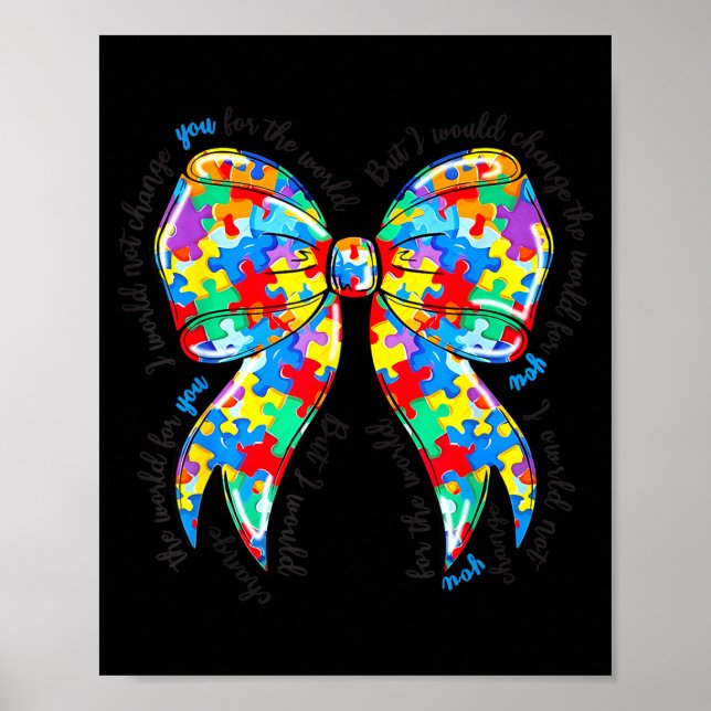 Autismus Coquette Bogen Puzzle Autismus-Bewusstsei Poster (Vorne)