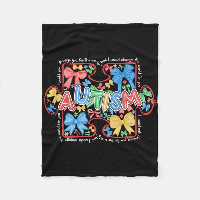 Autismus Coquette Bow Puzzle Autismus Bewusstsein  Fleecedecke (Vorderseite)
