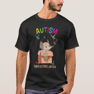 Autismus Denk Außerhalb Kiste Süßer Elefant Puzzle T-Shirt