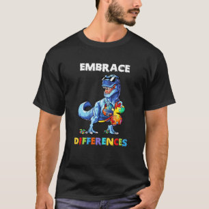 Autismus Dinosaurier Umarme Unterschiede Shamrock  T-Shirt