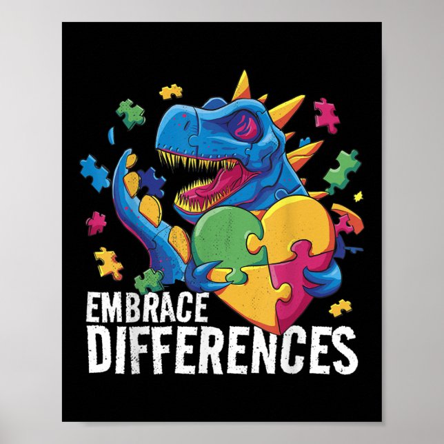 Autismus Dinosaurier. Vergleiche Unterschiede. Aut Poster (Vorne)