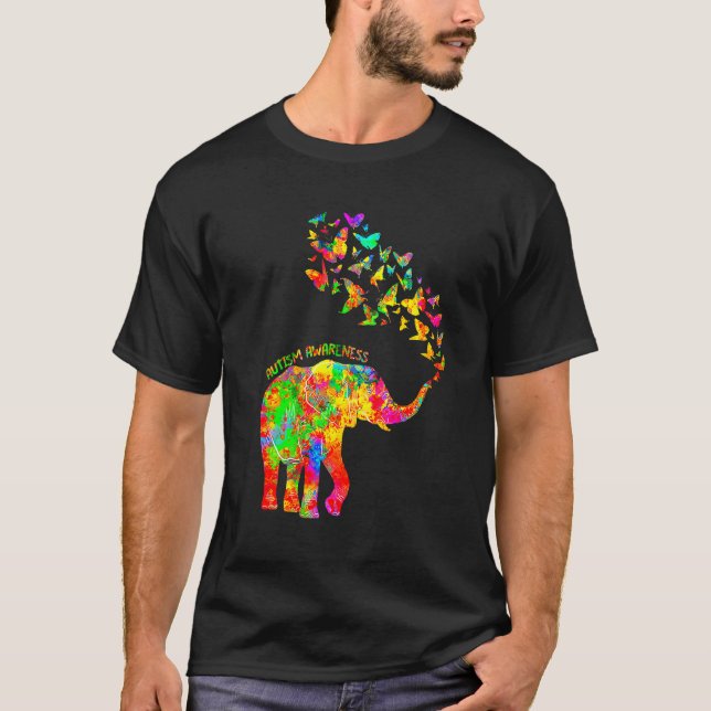 Autismus Elefant Aquarell Bewusstsein Mutter Kinde T-Shirt (Vorderseite)