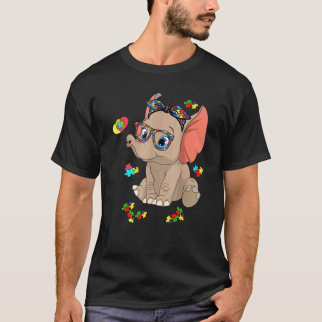 Autismus Elefant Brille Bewusstsein Mutter Kinder  T-Shirt (Vorderseite)