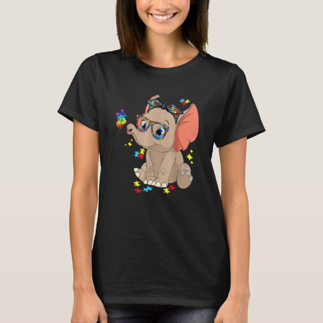 Autismus Elefant Brille Bewusstsein Mutter Kinder  T-Shirt (Vorderseite)