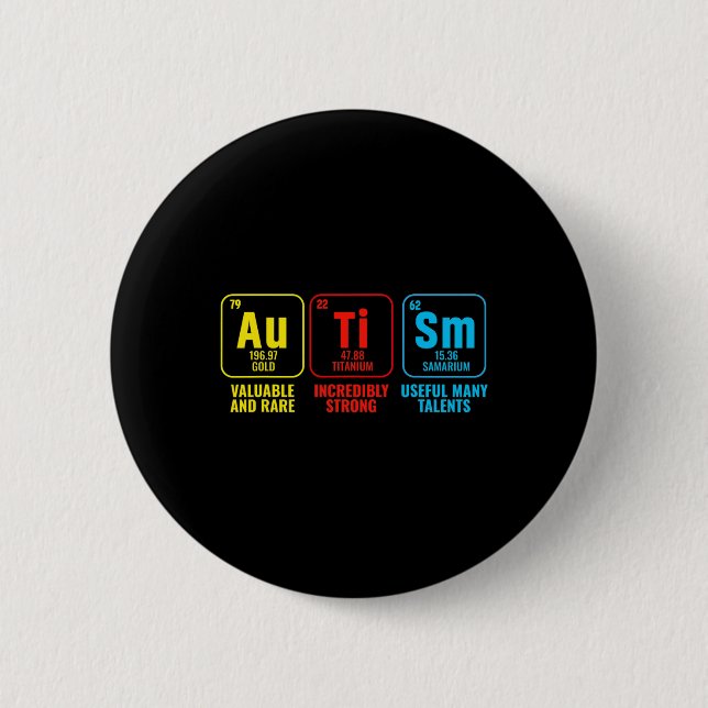 Autismus-Elemente Periodensystem Awareness Asd Män Button (Vorderseite)