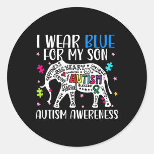 Autismus Elephant ich Blues für meinen Sohn Autism Runder Aufkleber