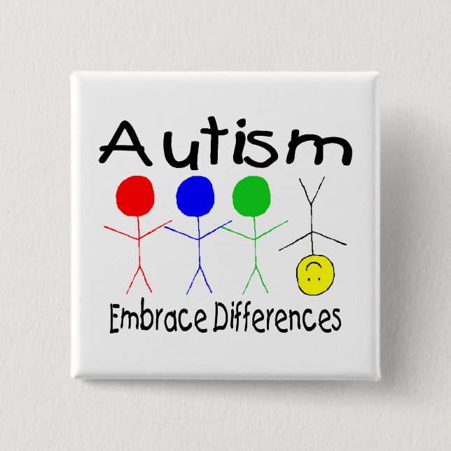 Autismus Embrace Differenzen (Menschen) Button (Vorderseite)