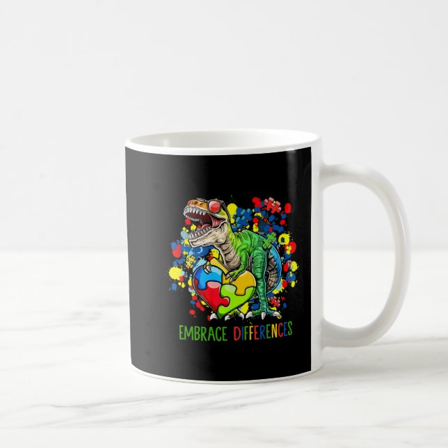 Autismus Embrace Unterschiede Dinosaur T-Rex Kinde Kaffeetasse (Rechts)