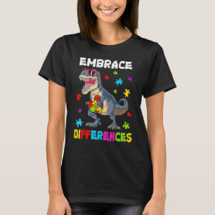 Autismus Embrace Unterschiede Dinosaurier Rex Kind T-Shirt